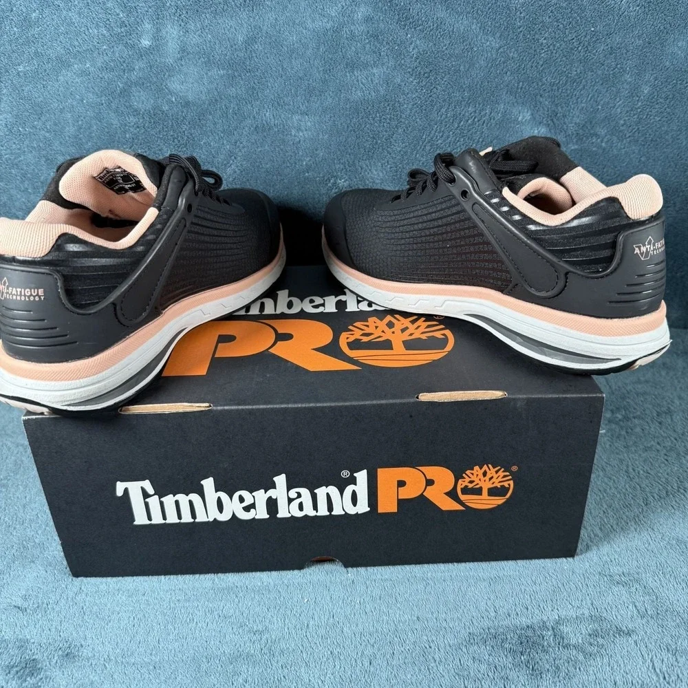 Timberland Pro Womens Anti-Fatigue Black/Peach Composite Toe Work Shoes Size 7.5